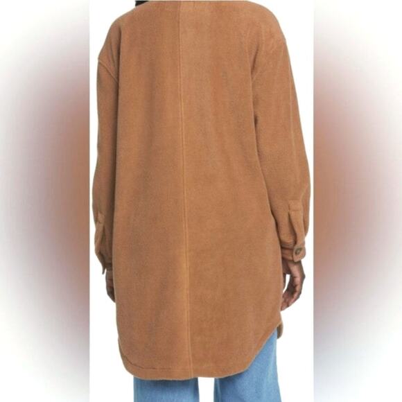BlankNYC Fleece Shacket Camel Tan Button Down Long Jacket Size S Oversized - Picture 7 of 16